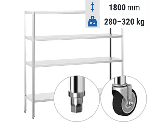 Стелажи от неръждаема стомана - с колелца или крачета