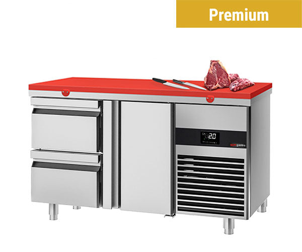 Охлаждаща маса с дъска за рязане червена