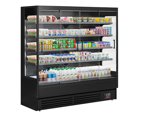 Стенни хладилни рафтове с плъзгащи се врати