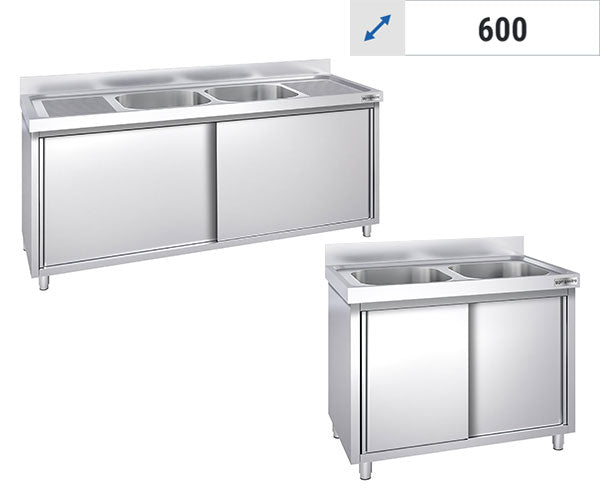 Шкафове за мивки - 2 мивки централно 600