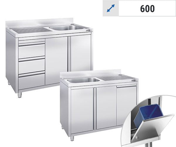 Мивки с вградени елементи - 1 мивка с дълбочина 600