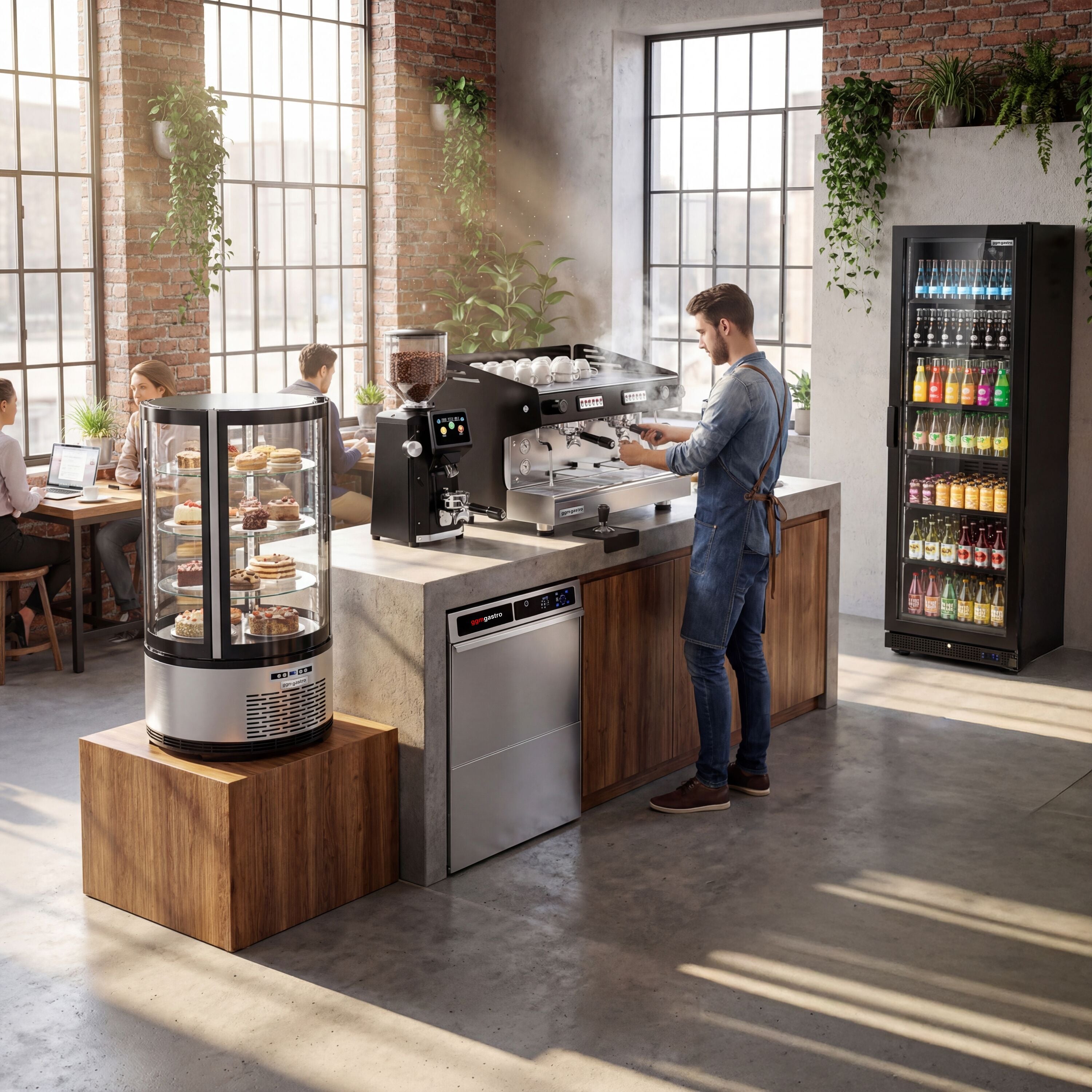 panoramavitirne_kaffeemuehle_gläserspuelmaschine_kaffeemaschine_getraenkekuehlschrank_room