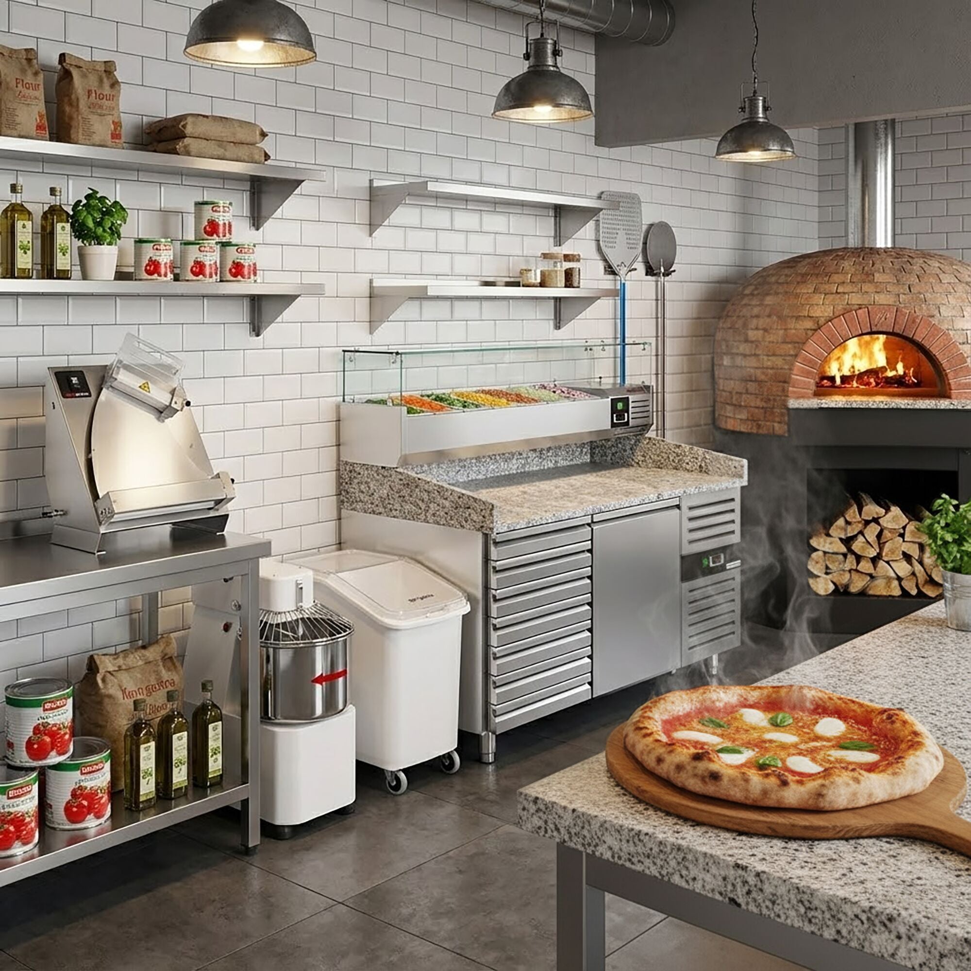 pizzakühltisch-teigknetmaschine-mehlwagen