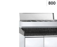 Refrigerated tables for pizza - black granite - With refrigerated display case - stainless steel lid