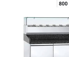 Refrigerated tables for pizza - black granite - With refrigerated display case - glass