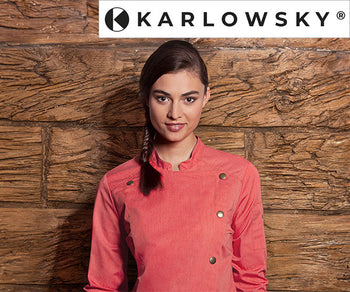 KARLOWSKY | яке за готвачи от деним винтидж червено