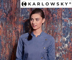 KARLOWSKY | яке за готвачи от деним, винтидж синьо