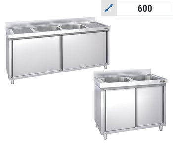 Шкафове за мивки - 2 мивки централно 600
