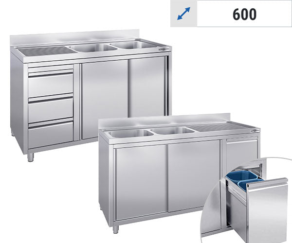 Мивки с вградени елементи - 2 мивки с дълбочина 600