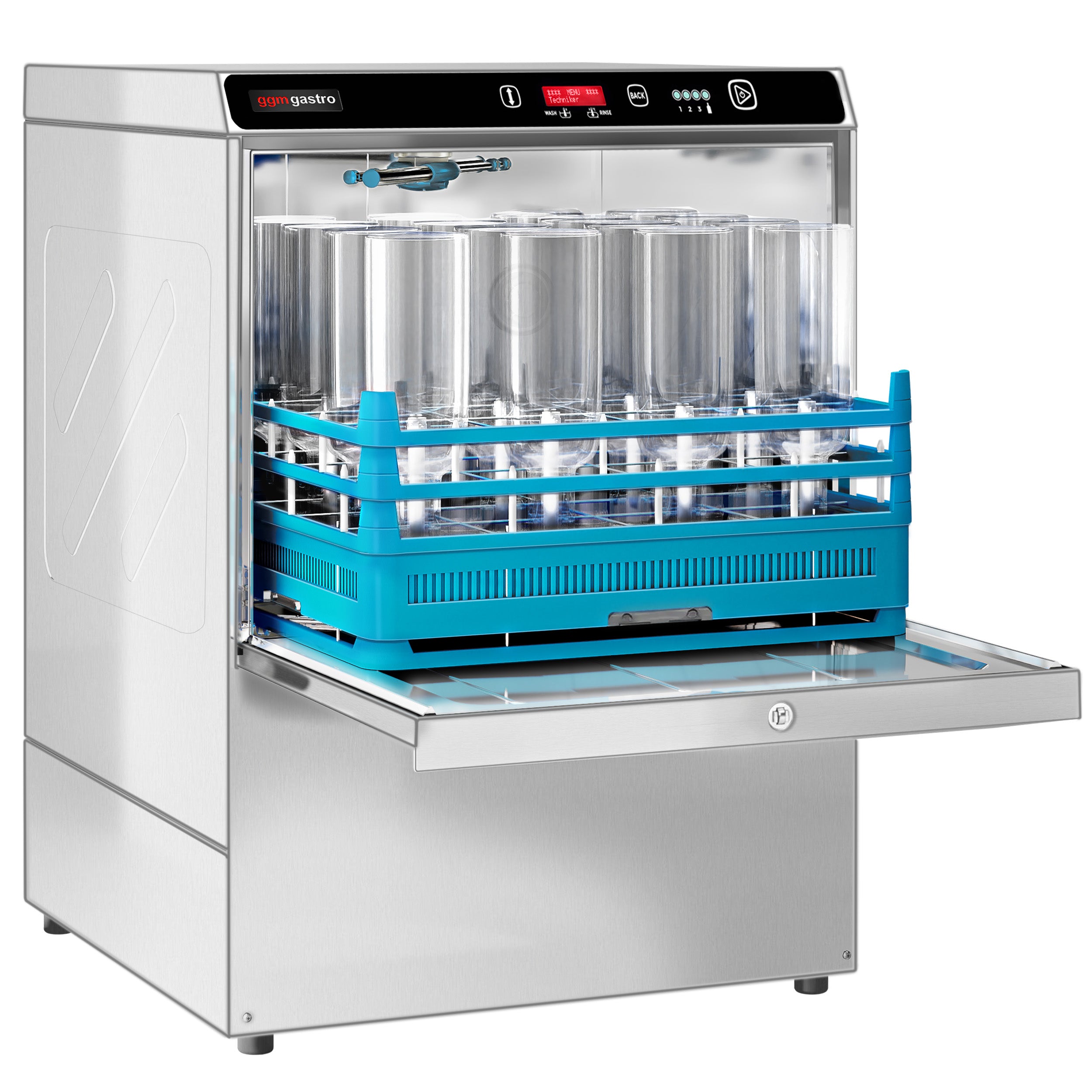 Dish and bottle washer 7.45 kW - without lye pump - with detergent pump and rinse aid supply