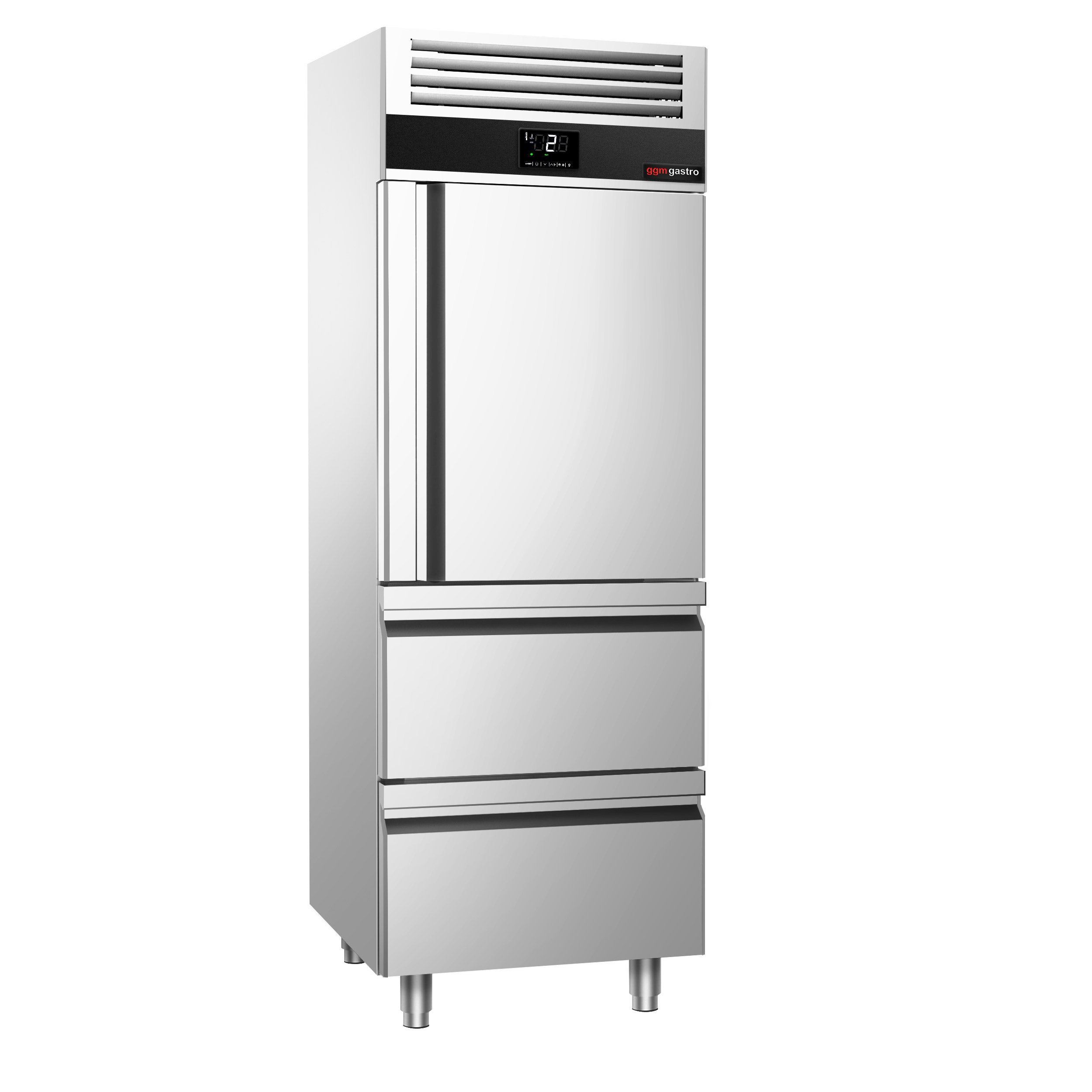 Refrigerator 0.7 x 0.81m with 1 door and 2 drawers 1/2 stainless steel