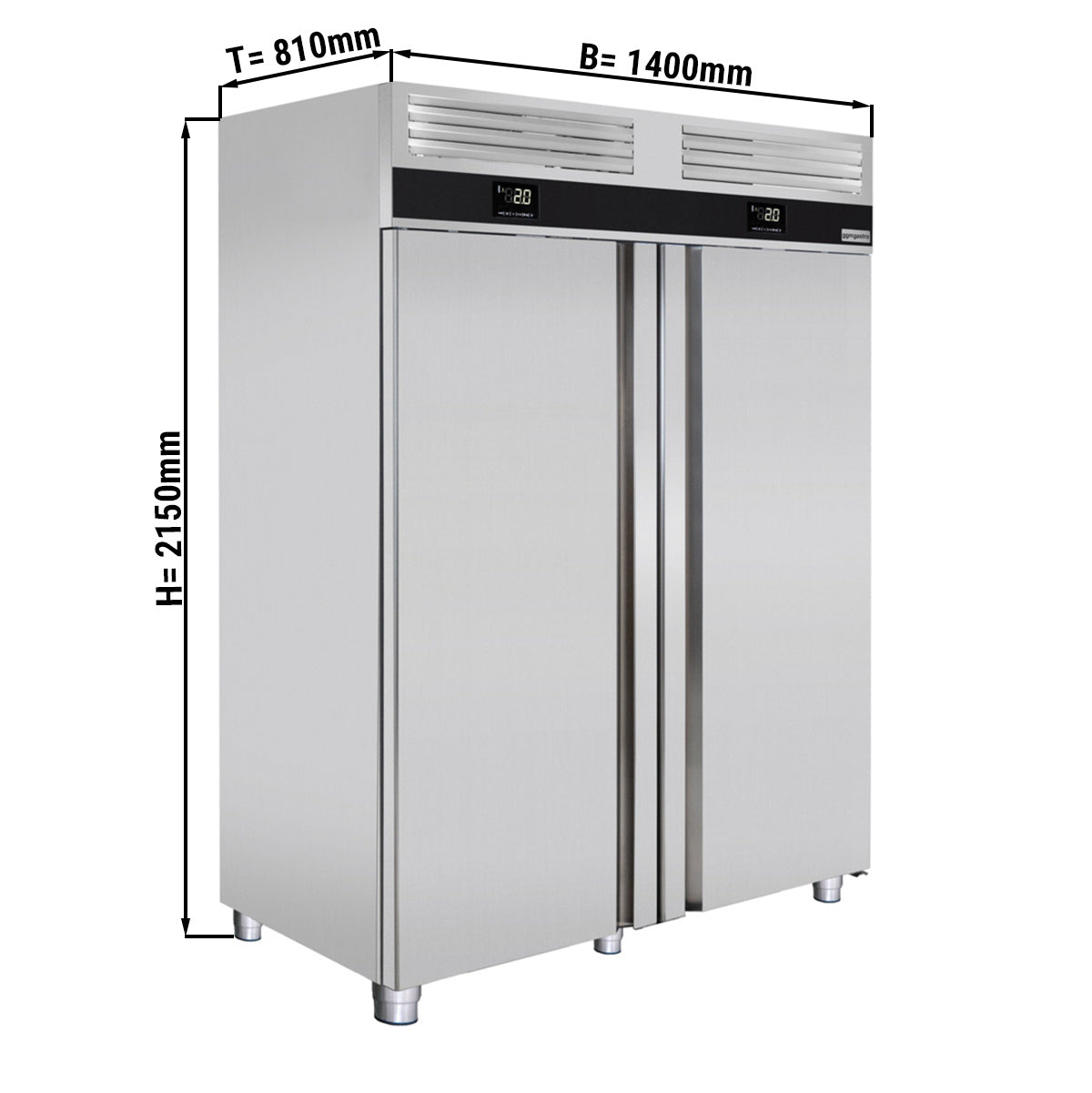 Комбинация хладилник и фризер - 1,4 х 0,81 м - 1400 литра - с 2 врати