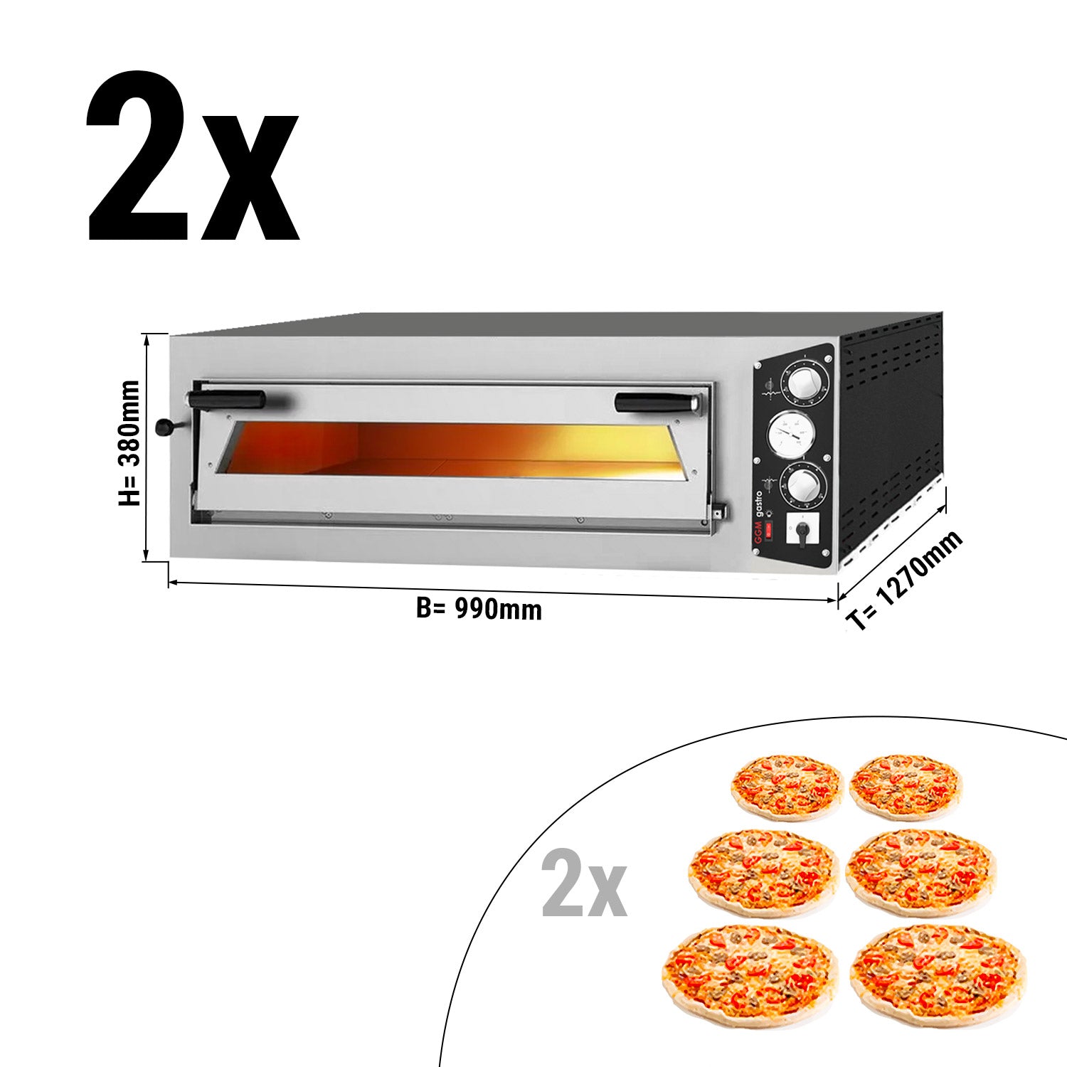 (2 pieces) Pizza oven 6 + 6x 35 cm - depth