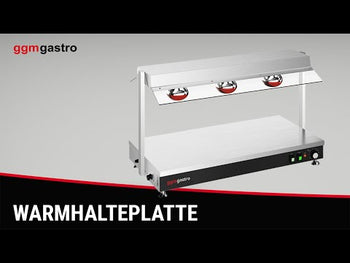 Подгряваща плоча от неръждаема стомана - 1035mm - 1x GN 1/1 - 1,5kW - с 3 инфрачервени лампи - със стъклен щит