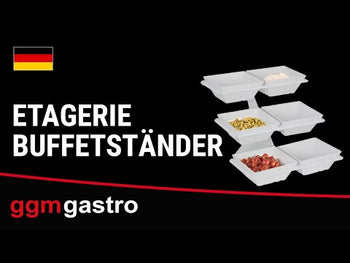 Етажерка за бюфет - метална стойка, инокс и меламинова - черен - правоъгълна - Височина:415mm - вкл. 6 меламинови купи 498x240mm - с 3 нива