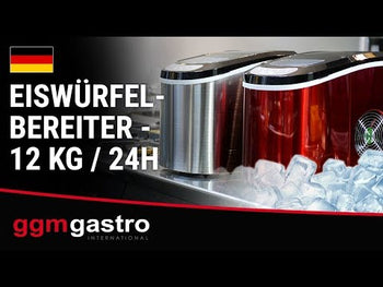 Машина за кубчета лед - Кух лед (Ice Finger) - 12kg/24ч - с вграден бункер за лед - червен