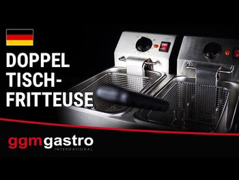 Двоен електрически фритюрник - 8+8l - 6,5kW - Ръчно управление - с кран за източване