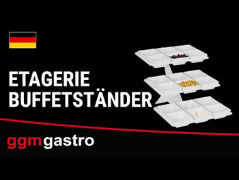 Етажерка за бюфет - метална стойка - черен - правоъгълна - Височина:412mm - вкл. 18 меламинови купи 140x140mm - с 3 нива