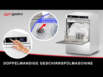 Професионална съдомиялна машина - Сензорно управление (touch дисплей) - 3,6kW - с дозиращи помпи за миещ и изплакващ препарат + дренажна помпа