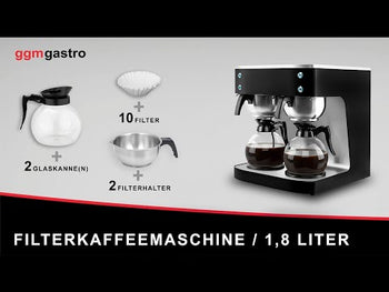 Професионална филтърна кафемашина - 2x 1.8l - 2.02 kW - с 2 нагревателни плочи - вкл. 2 стъклени кани