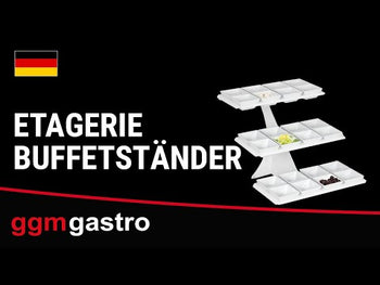 Стойка за бюфет - инокс и меламинова - хром - правоъгълна - Височина:420mm - вкл. 24 меламинови купички 100x100mm - с 3 нива